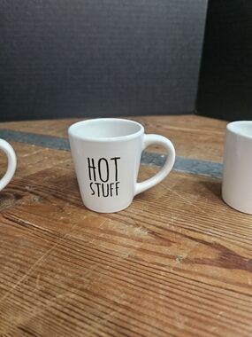 Rae Dunn White 'HOT STUFF' Ceramic Mug - Small Coffee Cup 3 Oz